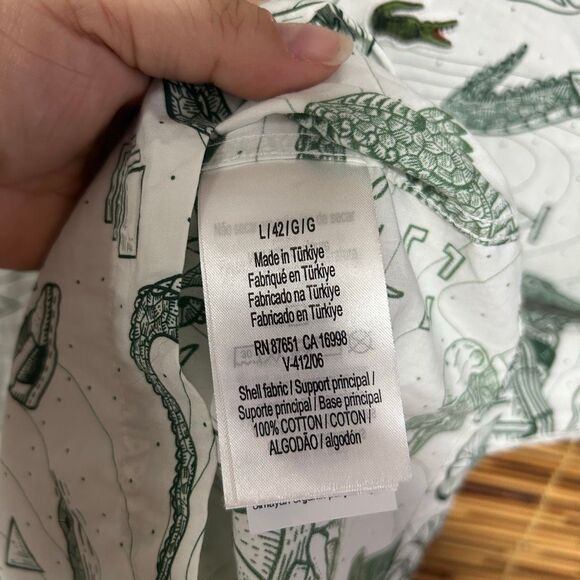 Lacoste x Netflix Button Collared Short Sleeve Shirt Large (L) All Over Print Co - Picture 4 of 8